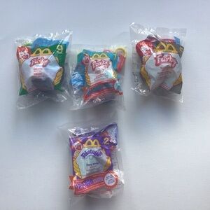 Vintage 2000 3 Furby  1 Teletuby soft, plush keychain clip on Happy Meal Toys.
